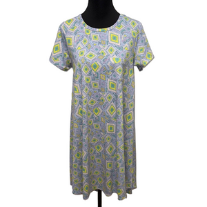 LuLaRoe Carly Dress Small Geometric Diamond Print Hi-Low